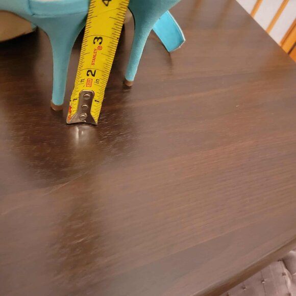 Aqua Pointed Toe Heels with Ankle Strap - Picture 4 of 5